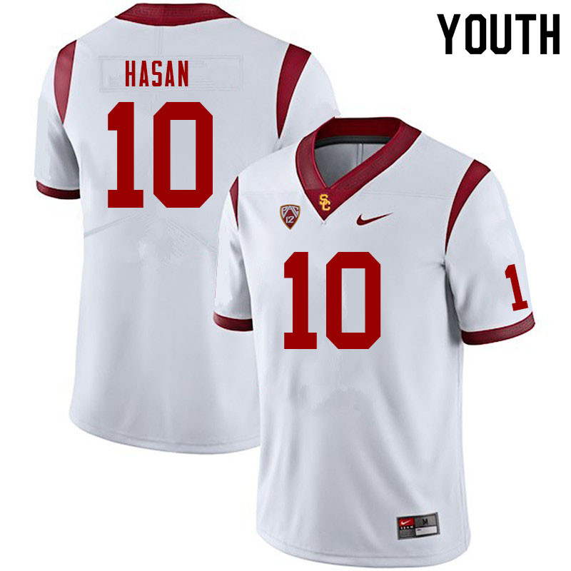 Youth #10 Mo Hasan USC Trojans College Football Jerseys Sale-White